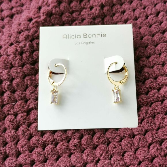 Alicia Bonnie Jewelry - Alicia Bonnie Gold Pastel Purple Crystal Twinkling Treasure huggie drop earrings